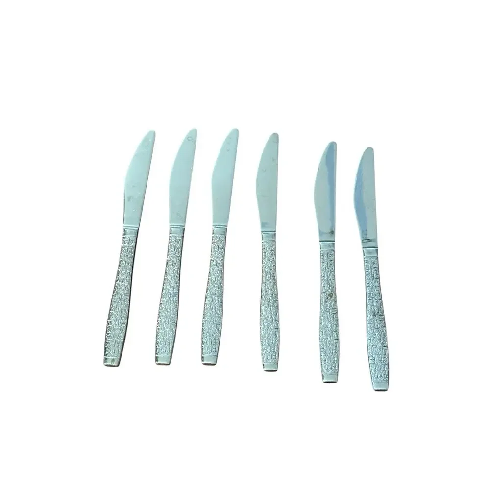 TWA Trans World Airlines First Class Flatware Cross Hatch Knife Knives‎ (6)